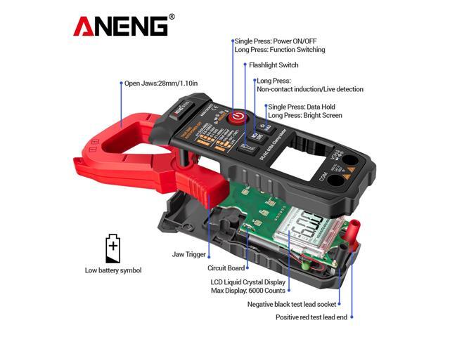 ANENG ST210 Digital Multimeter Clamp Meter AC/DC Current Clamp Auto-Ranging Multi Tester Amp Volt Ohm Resistance Capacitance - Red