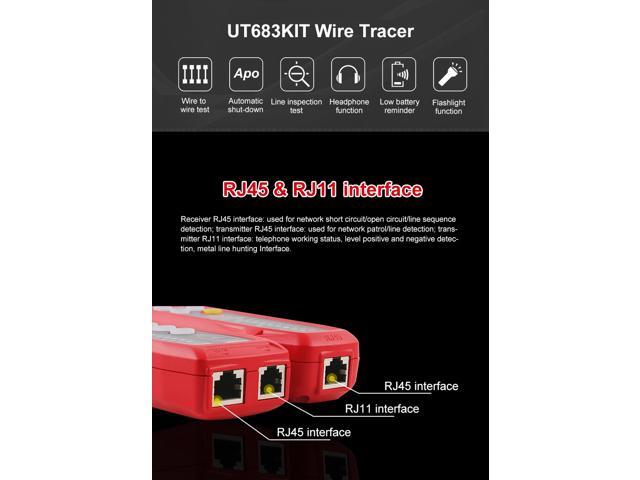 UNI-T UT683KIT Lan Tester Network Wire Tracer Cable Tracker RJ45 RJ11Telephone Line Finder Repairing Networking Tool