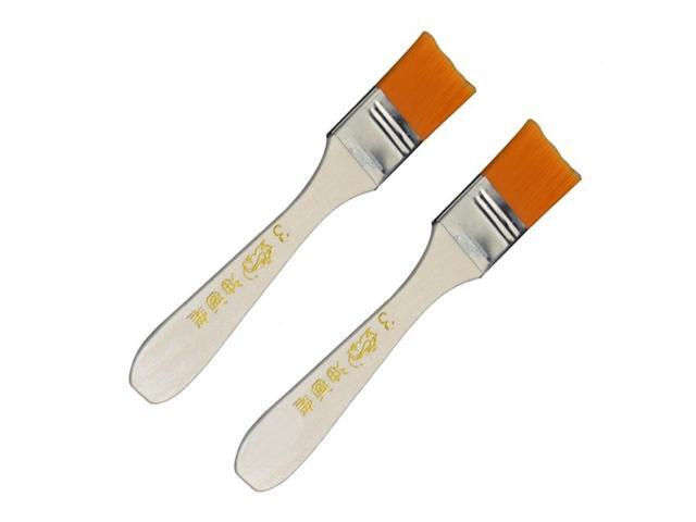 2PCS Orange Bristle Wooden Handle Oil Painting Paint Brush 0.9' Width