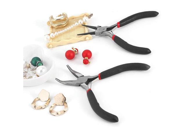2Pack Bent Chain Nose Pliers and Round Nose Pliers for Crafting and Repair Jewelry Making Supplies