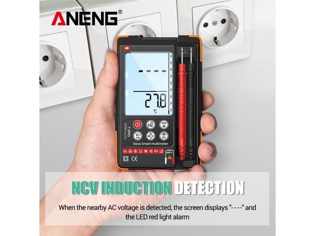 ANENG Q60S Digital Multimeter Smart Mini Professional True Rms Multimeter AI Speech Recognition Transistor Tester 6000 Counts - Orange