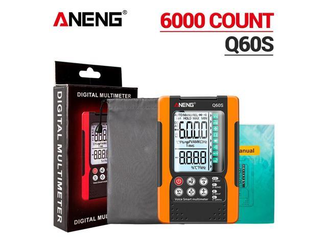 ANENG Q60S Digital Multimeter Smart Mini Professional True Rms Multimeter AI Speech Recognition Transistor Tester 6000 Counts - Orange