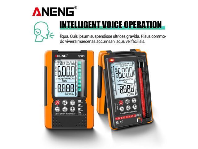 ANENG Q60S Digital Multimeter Smart Mini Professional True Rms Multimeter AI Speech Recognition Transistor Tester 6000 Counts - Orange(no box)
