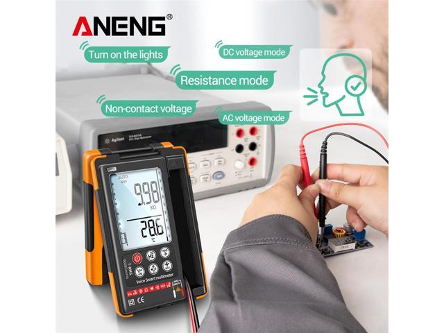 ANENG Q60S Digital Multimeter Smart Mini Professional True Rms Multimeter AI Speech Recognition Transistor Tester 6000 Counts - Orange(no box)