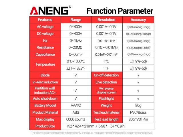 ANENG Digital Multimeter AN998 Automatic 6000 Counts Multimeter Eletric Auto Ranging AC/DC Voltmeter Temp Ohm Hz Tester