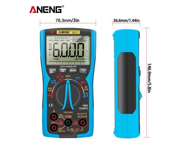 ANENG SZ17 DIY Transistor Capacitor NCV Detector Lcr Meter Digital Multimeter 6000 Profesional True RMS AC/DC Analog Tester - Blue