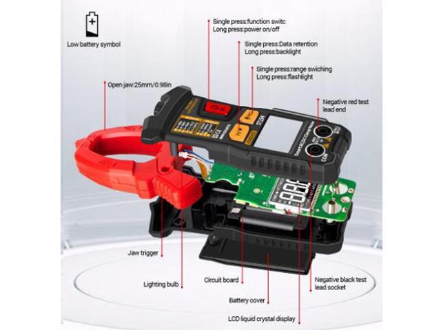 ST194 Digital Clamp Meter Multimeter DC/AC Current Tester 600V Voltage True RMS Amp Meters 6000 Count Capacitor
