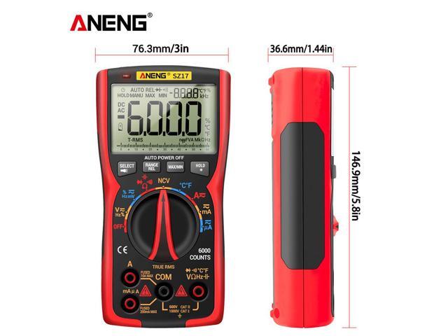 ANENG SZ17 DIY Transistor Capacitor NCV Detector Lcr Meter Digital Multimeter 6000 Profesional True RMS AC/DC Analog Tester - Red