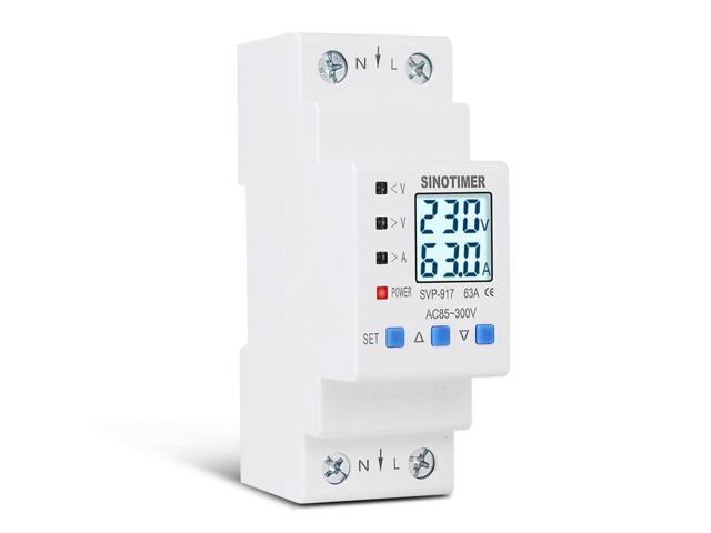 85-300V 63A Adjustable Over And Under Voltage Protective Energy Meter Cycle Switch Timer Delay Control Over Current Protection