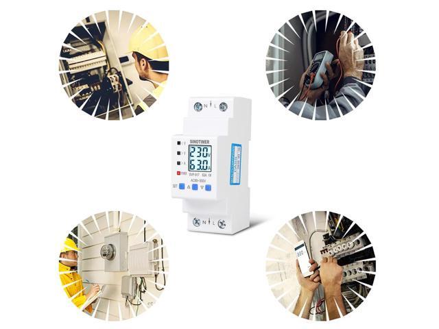 85-300V 63A Adjustable Over And Under Voltage Protective Energy Meter Cycle Switch Timer Delay Control Over Current Protection
