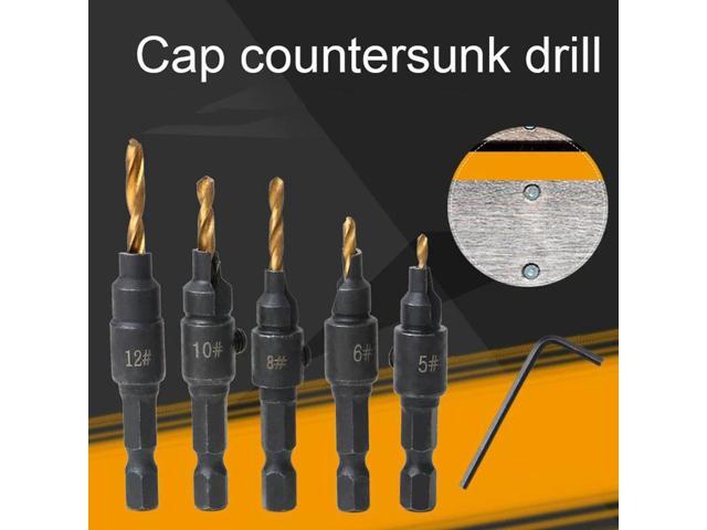 Twist Drill Portable Countersunk Twist Drill Set 5#-12# Smooth Chip Removal Screw Cap Opener Sharp Tooth Edge