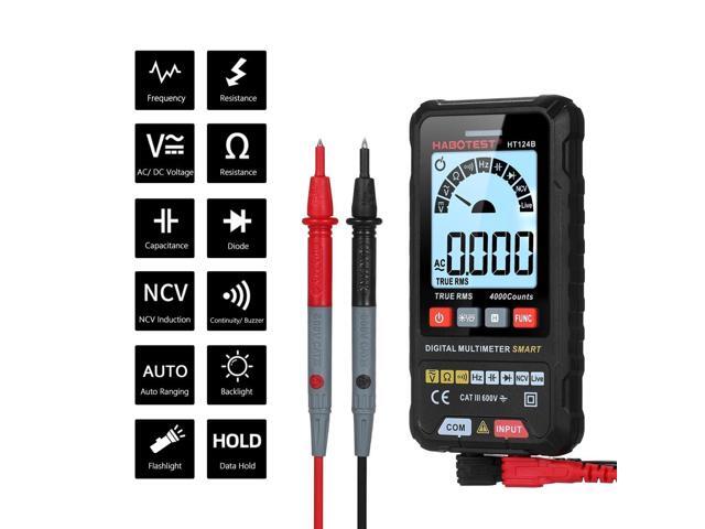 HABOTEST HT124B Smart Digital Multimeter 4000 Counts True RMS Auto Ranging Voltage Meter with Backlight LCD Screen 600V AC DC Voltmeter Electric...