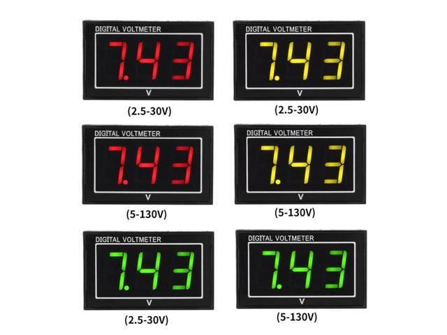 Digital Voltmeter 0.56 inch LED Display Waterproof High Accuracy DC Voltage Meter Panel 2 wires Voltage Panel Green DC5V-130V