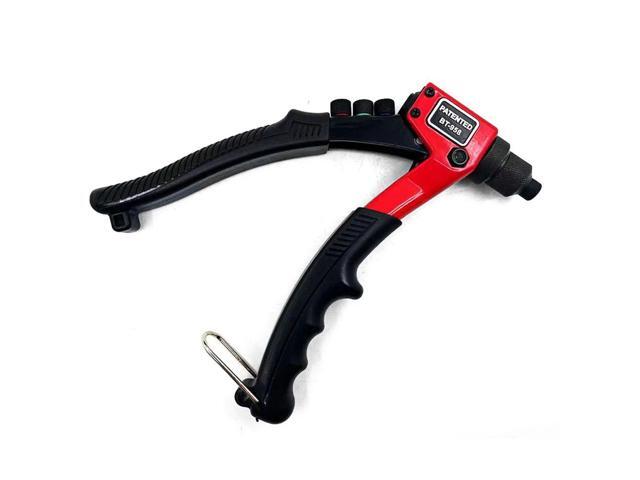 Hand Rivet Gun Heavy Duty Single Hand Manual Riveter with 4 Interchangeable Heads 3/32 Inch 1/8 Inch 5/32 Inch 3/16 Inch for Metal Automotive...