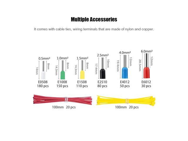 Crimping Tool Kit Includes 24-10 AWG Ratcheting Wire Crimper Plier 600pcs Insulated Wire Connectors Pin Terminals 40pcs Cable Ties