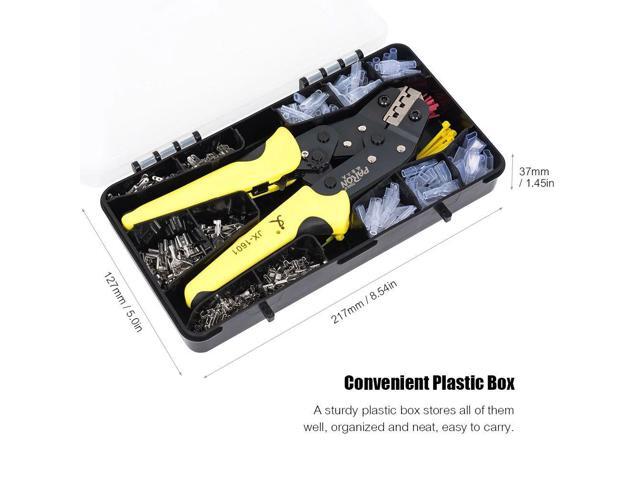 Crimping Tool Kit Includes 26-16 AWG Ratcheting Wire Crimper Plier 280pcs Male Female Wire Spade Connectors 140pcs Insulation Sleeves 40pcs Cable Ties