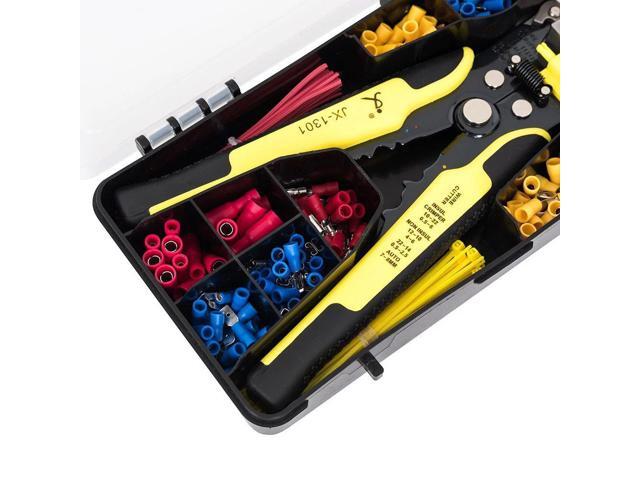 Wiring Tool Kit Includes 24-10 AWG Multifunctional Wire Stripper Cutter Crimper 230pcs Insulated Wire Terminal Connectors 40pcs Cable Ties