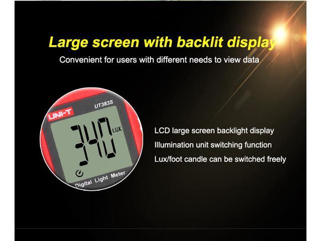UNI-T UT383S Light Meter 200,000 LUX Digital Luxmeter Luminance Lux Fc Test Max Min Illuminometers Photometer
