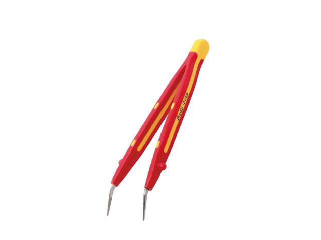 Pro'sKit TZ-V302B Electrician Curved Pointed Stainless Steel Tweezers Resistance To High Pressure Lnsulated Tweezers