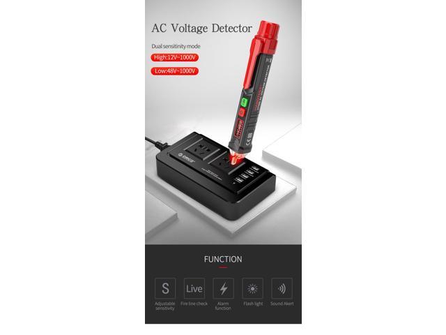 HABO HT-100 Non Contact AC Voltage Detector Pen High Low Sensitivity 50-60Hz AC 12-1000V Style Voltage Tester LCD Alarm Self-Testing Tester
