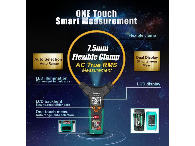 Pro'sKit MT-3112 3 5/6 Smart True-RMS Flex Clamp Meter Pliers Type Table Digital Electronic Multimeter DC AC Current Tester