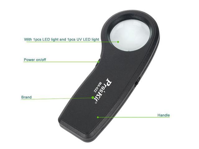 Pro'sKit MA-022 7.5X Times Handheld Magnifying Glass With LED Lights With Currency Detecting Function Read The Newspaper Tools