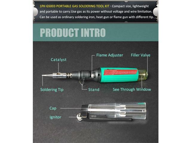 Pro'sKit 1PK-GS003 Portable Gas SolderingTool Kit Torch Soldering - 2 in 1 Design Non-Electric Soldering Iron Welding Tool
