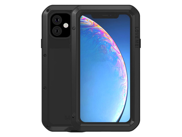 Love Mei Aluminum Metal Armor For iPhone 11 Shockproof Dirtproof Full Body Heavy Duty Case For iPhone 11 (Black)