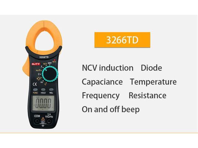 TY3266TD Digital Clamp Meter ACA AC/DCV Resistance Capacitance Frequency Temperature NCV 3999 Counts Ammeter Tester