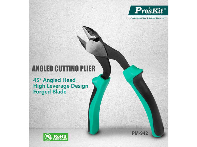 Pro'sKit PM-942 Electrical Wire Cable Cutters 45 Degrees Bending Head Steel Province Force Cable Stripper Plier
