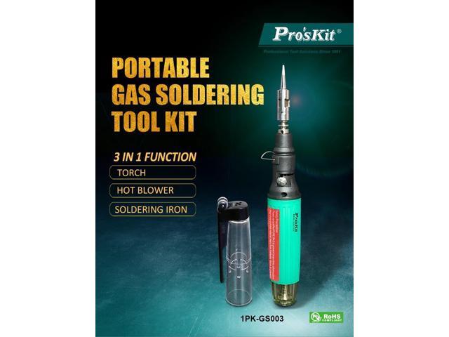 Pro'sKit 1PK-GS003 Portable Gas SolderingTool Kit Torch Soldering - 2 in 1 Design Non-Electric Soldering Iron Welding Tool