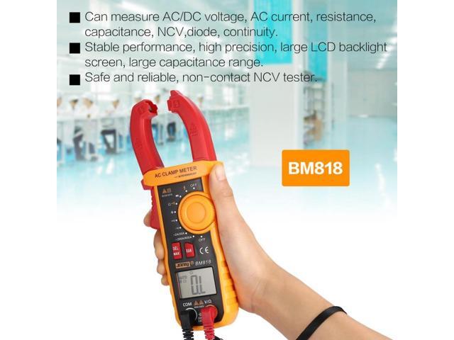 SZBJ BM818 Digital DC/AC Clamp Meter Multimeter Volt Amp Ohm Diode NCV Capacitance Tester Handheld Non Contact Ammeter Tester