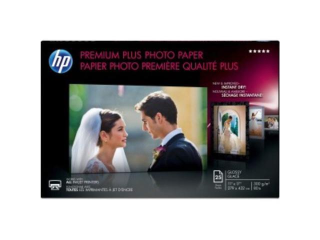 HP Premium Plus Photo Paper, Glossy, 80 lb, 11 x 17 in. (279 x 432 mm), 25 sheets CV065A