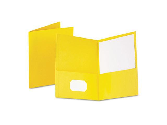 Oxford Twin-Pocket Folder Embossed Leather Grain Paper Yellow 25/Box 57509