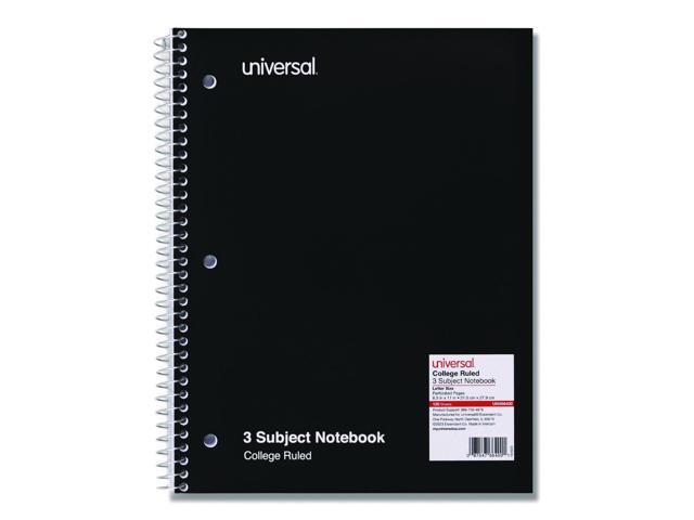 Universal 3 Sub. Wirebound Notebook 11 x 8 1/2 College Rule 120 Sheets Black Cover 66400