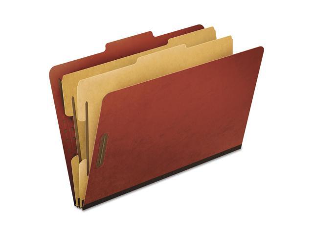 Pendaflex Six-Section Pressboard Folders Legal 2/5 Tab Red 10/Box 2257R