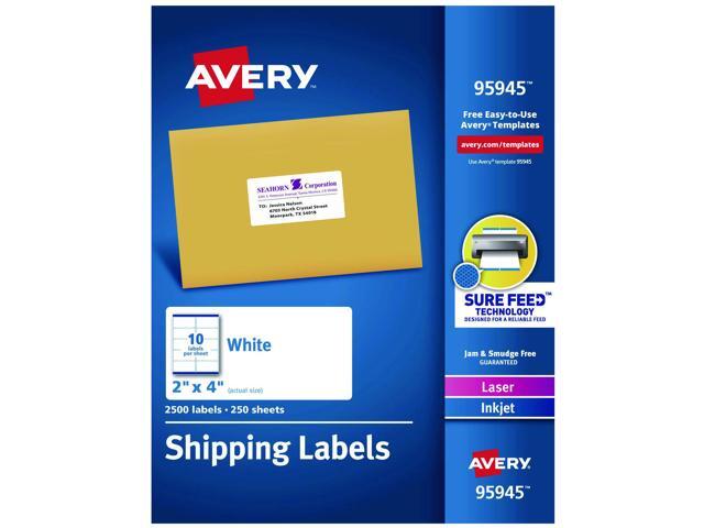 Avery Dennison - 7278295945 - White Shipping Labels, Inkjet/Laser, 2 x 4, White, 2500/Box