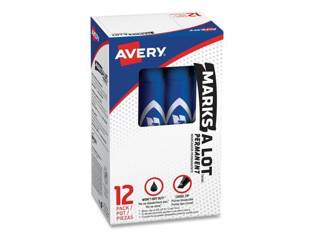 Avery Marks-A-Lot Regular Desk-Style Permanent Marker Chisel Tip Blue Dozen