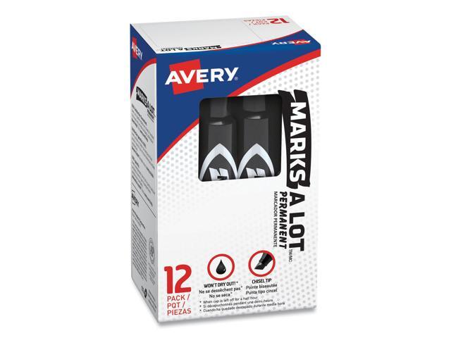 Avery Marks-A-Lot Regular Desk-Style Permanent Marker Chisel Tip Black Dozen