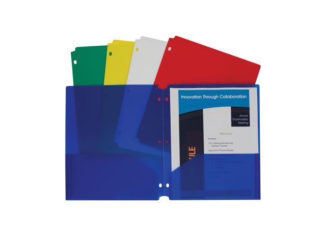 C-Line Two-Pocket Heavyweight Poly Portfolio Folder 3-Hole Punch Letter Asst 10/PK 32930