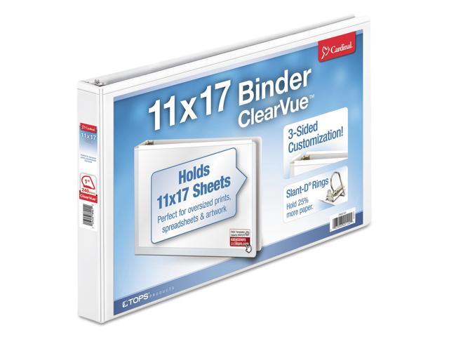 Cardinal 11 x 17 ClearVue Slant-D Ring Binder 1' Cap White 22112