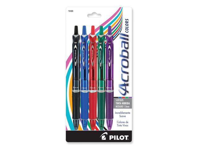 Pilot Acroball Colors Ball Point Pen 1mm Black/Blue/Green/Purple/Red 5/Pack 31820