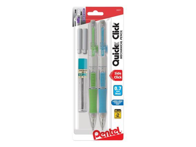 Pentel QUICK CLICK Mechanical Pencil, HB, No.2, 0.7 mm, Assorted Barrel, 2/Pack