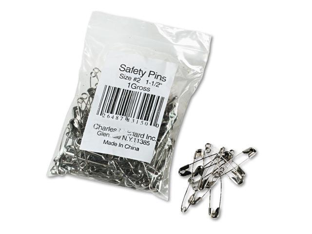 Charles Leonard Safety Pins Nickel-Plated Steel 1 1/2' Length 144/Pack 83150