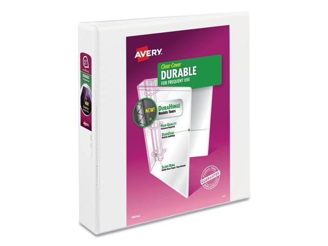 Avery Durable View Binder with DuraHinge and Slant Rings 1 1/2' White 4/Pack 17576