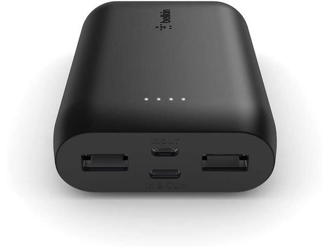 Belkin 10000mAh Portable Power Bank Charger Dual USB & USB-C In/Out - Black