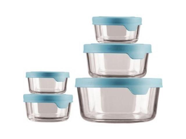 anchor hocking 13397ecom trueseal glass food storage containers with airtight lids mineral blue