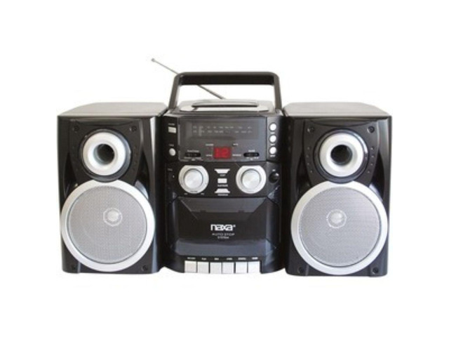 Naxa NPB426 Portable CD Player with AM/FM Radio, Cassette & Detachable Speakers