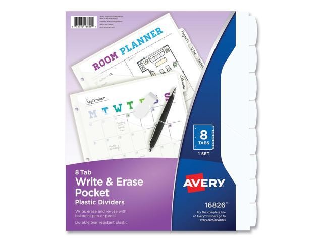 Avery Dividers Plastic 8 Erasable Tabs Letter-size 1 Set 16826
