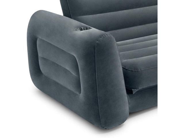 Intex Queen Size Inflatable Pull-Out Sofa Bed Sleep Away Futon Couch, Dark Gray